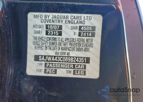 2008 Jaguar Xkr from USA, damaged, VIN SAJWA43C089B24351